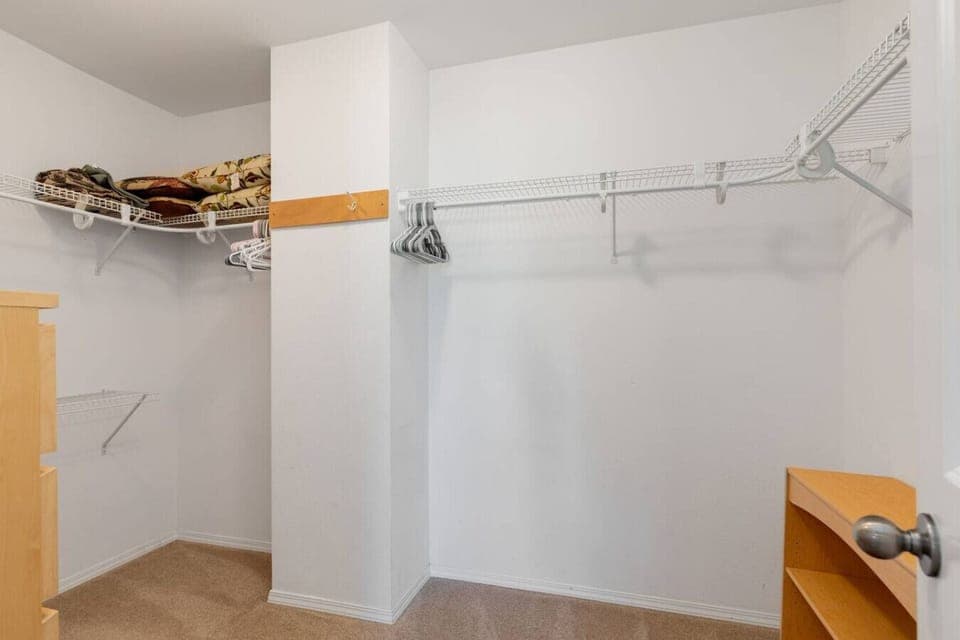 Spacious walk-in closet with the dresser lets you unpack and settle in, keeping your travel wardrobe organized throughout your stay.