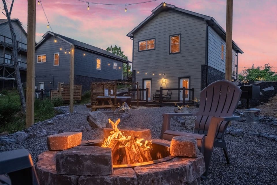 Fire pit, park grill, and seating for family fun!