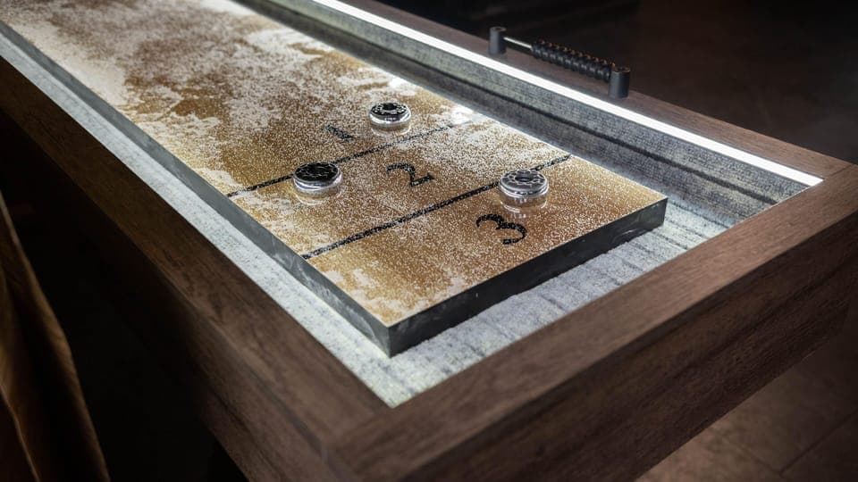 Shuffleboard table for friendly games and relaxed evenings indoors