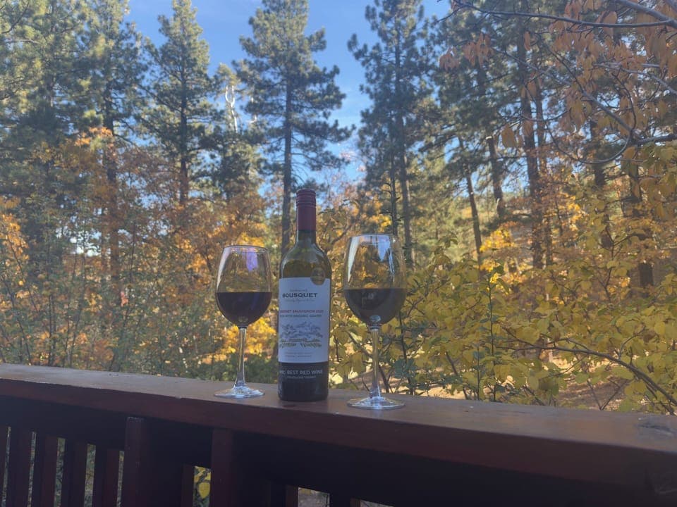 Relax on the deck and enjoy the mountains