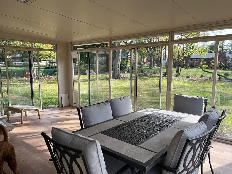 Three-season room (with a dog/pet door) 