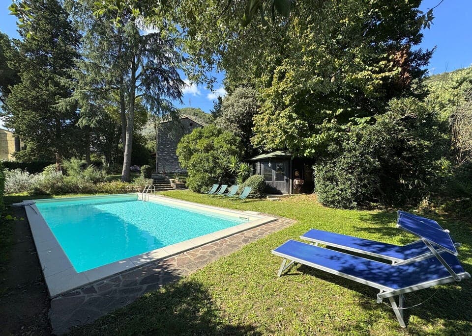 Blue, Swimming Pool, Shrub, Garden, Shade, Backyard, Resort, Estate, Landscaping, Hacienda