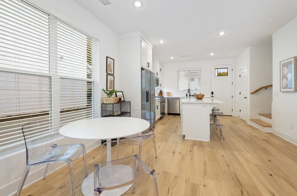 In the kitchen, you will find all the amenities needed to create a meal, baked goods, or just a great cup of coffee.