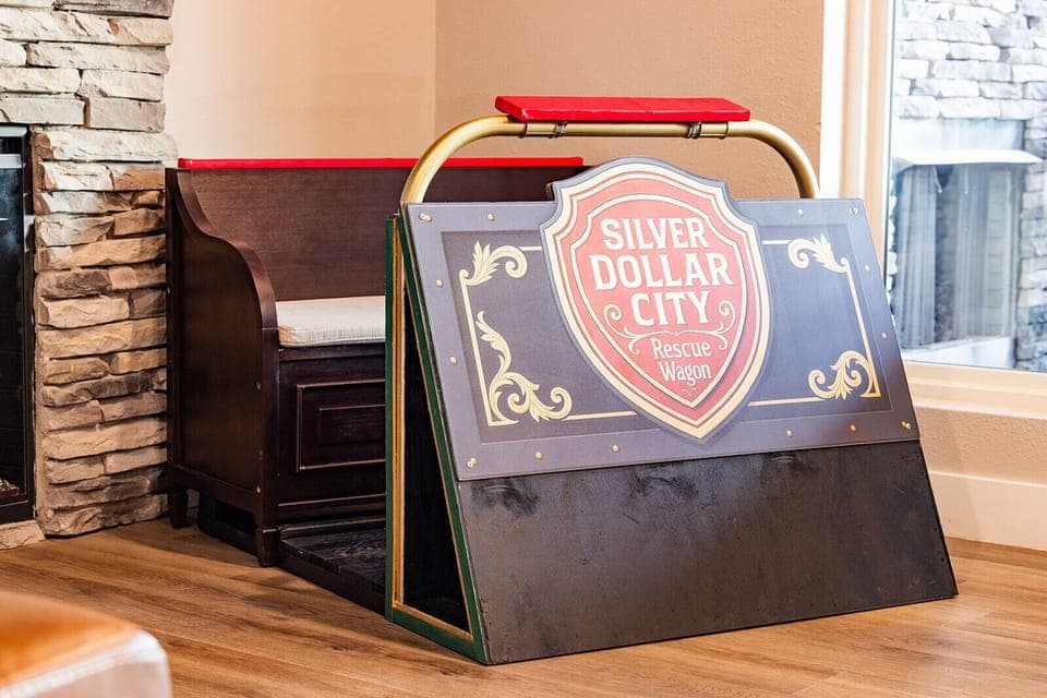 Fire in the hole! Get a photo on the Silver Dollar City Rescue Wagon right in the living room.