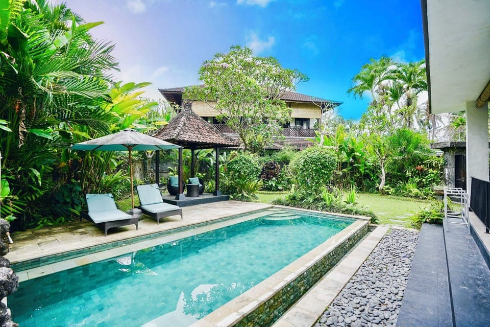 Tropical tranquility by the pool 🌴✨