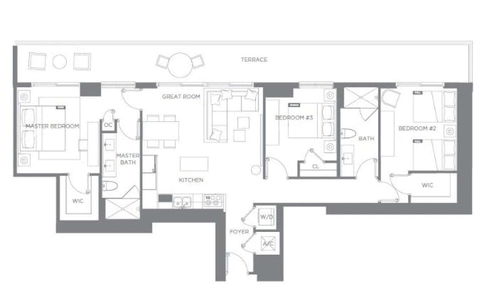 3 Bedroom Intracoastal/City View Floor Plan