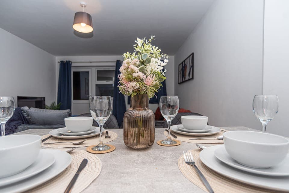 Inviting dining area for home-cooked meals during longer stays.
