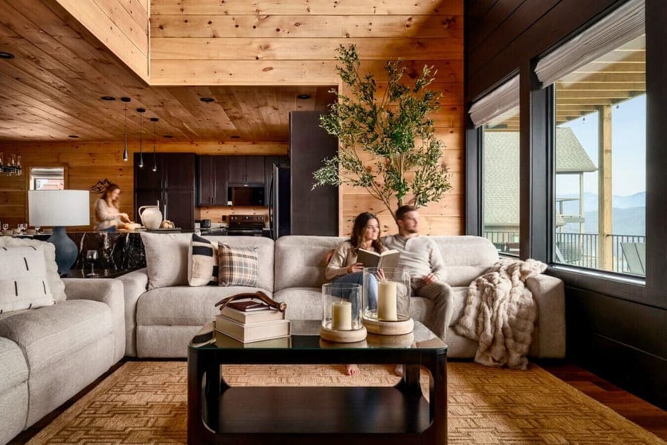 Large living area that opens up to the kitchen/dining area