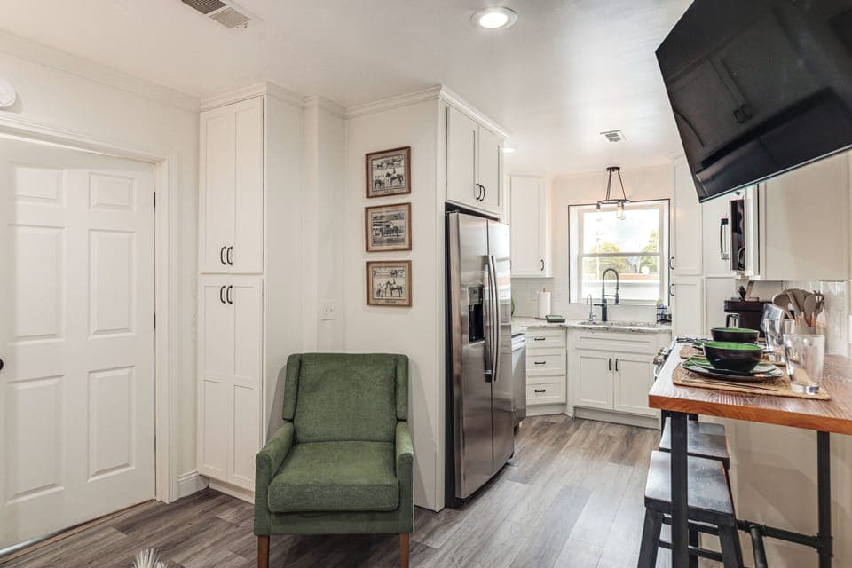 Kitchen & Dining Area | Central A/C & Heating