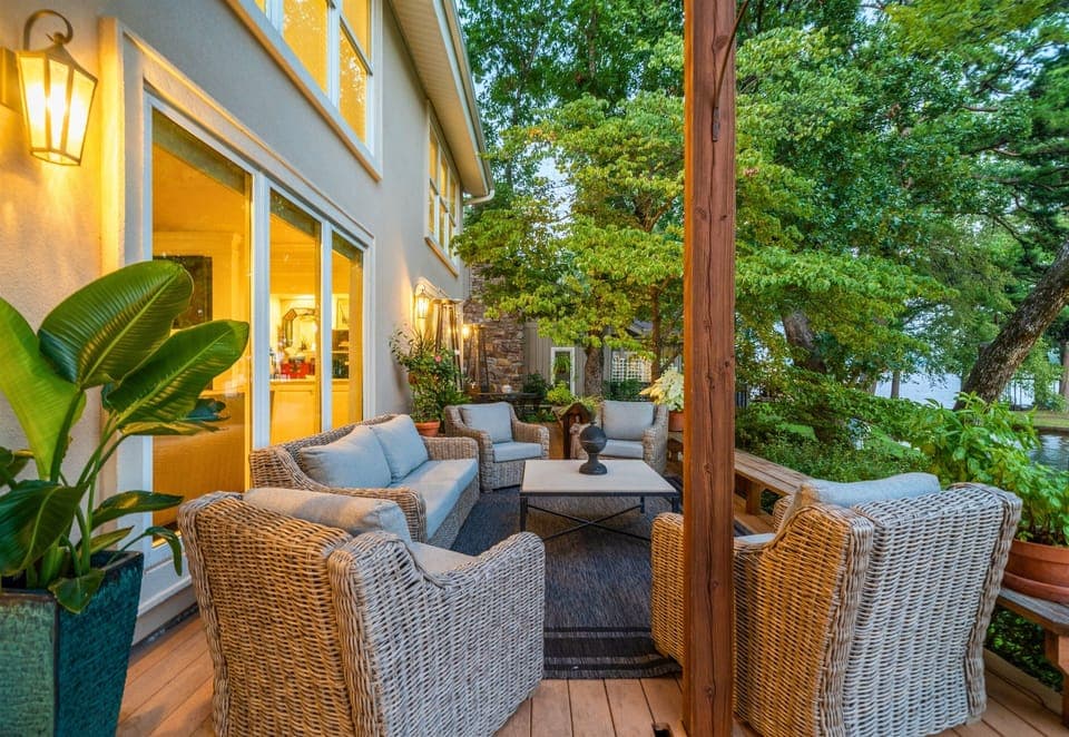 Relax on the cozy deck with tree-lined views and comfy seating — your morning coffee spot or evening wind-down sanctuary.