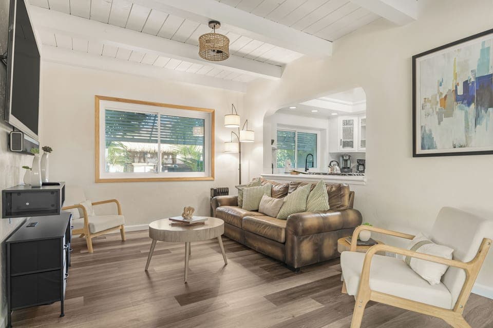 Well-curated art in the living room.