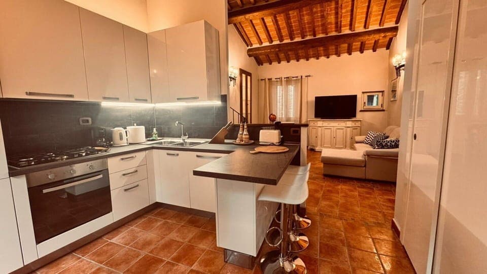 Furniture, Interior Design, Flooring, Countertop, Wood, Kitchen, Floor, Ceiling, Cabinetry, Kitchen Appliance