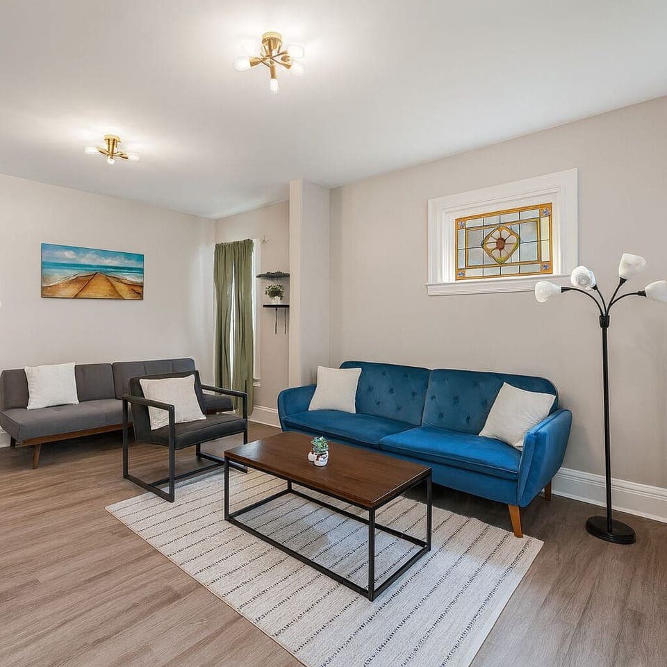 Relax in an inviting space perfect for movie nights or family downtime.