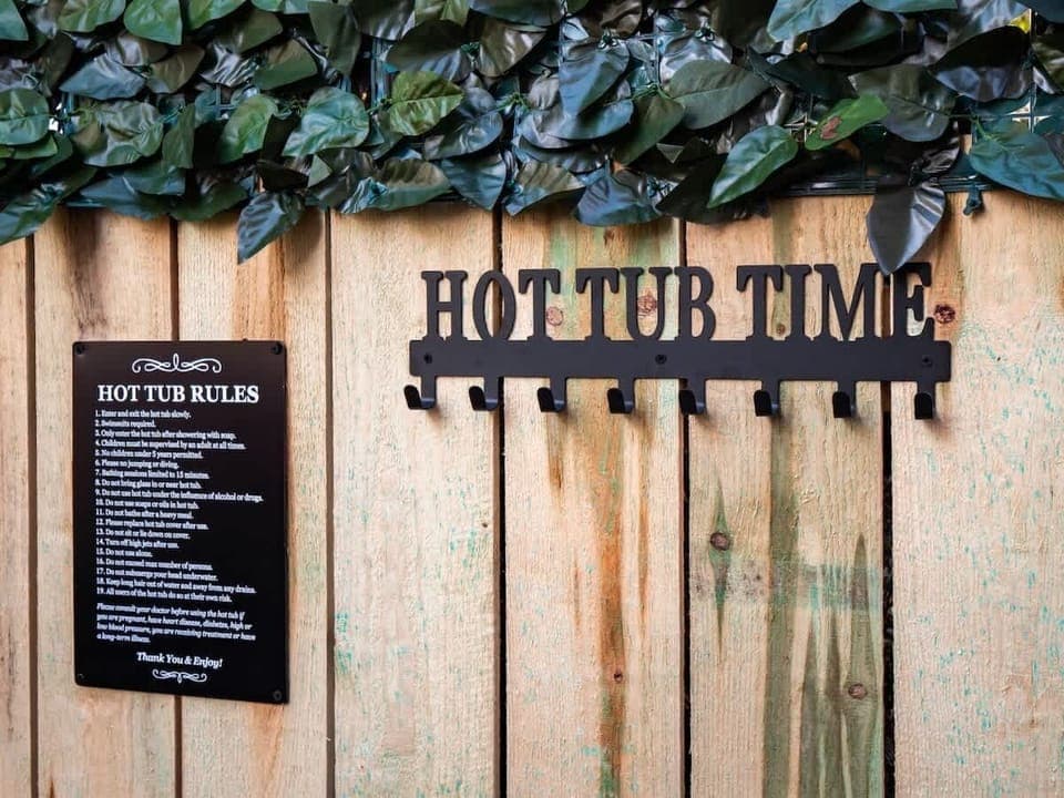 - Hot tub rules and hooks keep your stay organized   - Thoughtful Airbnb touches enhance guest comfort   - Clean safe soaking area ready for enjoyment  