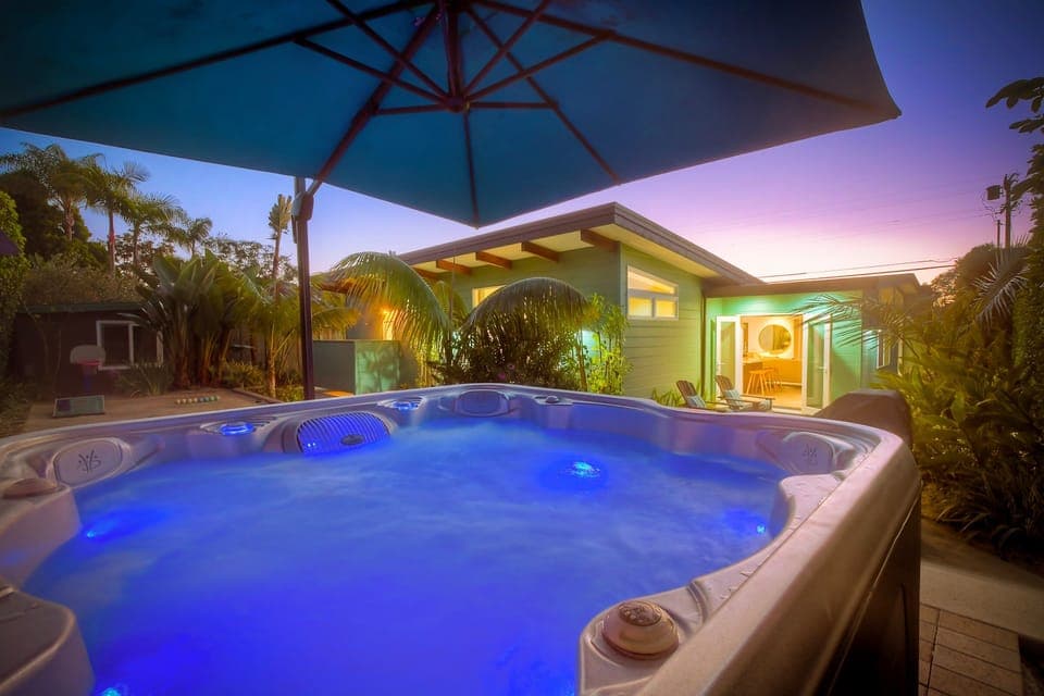 Soak in the hot tub after a day at the beach