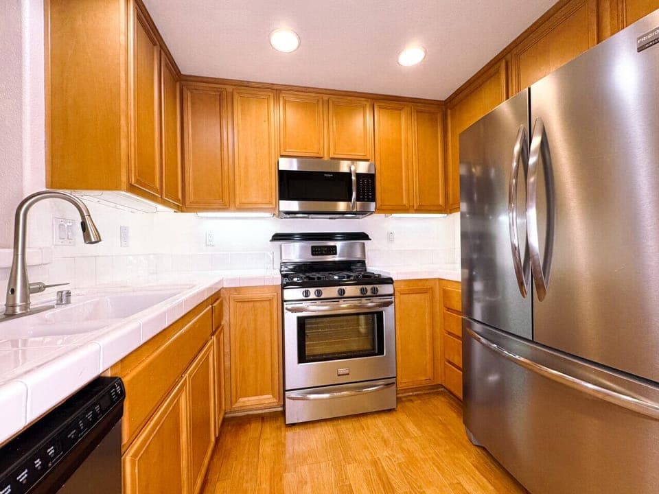 Kitchen with stainless steel appliances