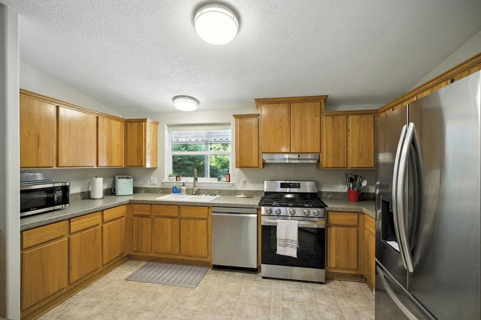 The huge kitchen offers a great space to prepare family feasts.