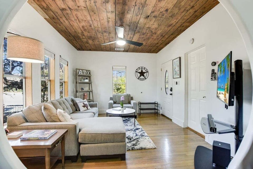 View of the living room from the kitchen
