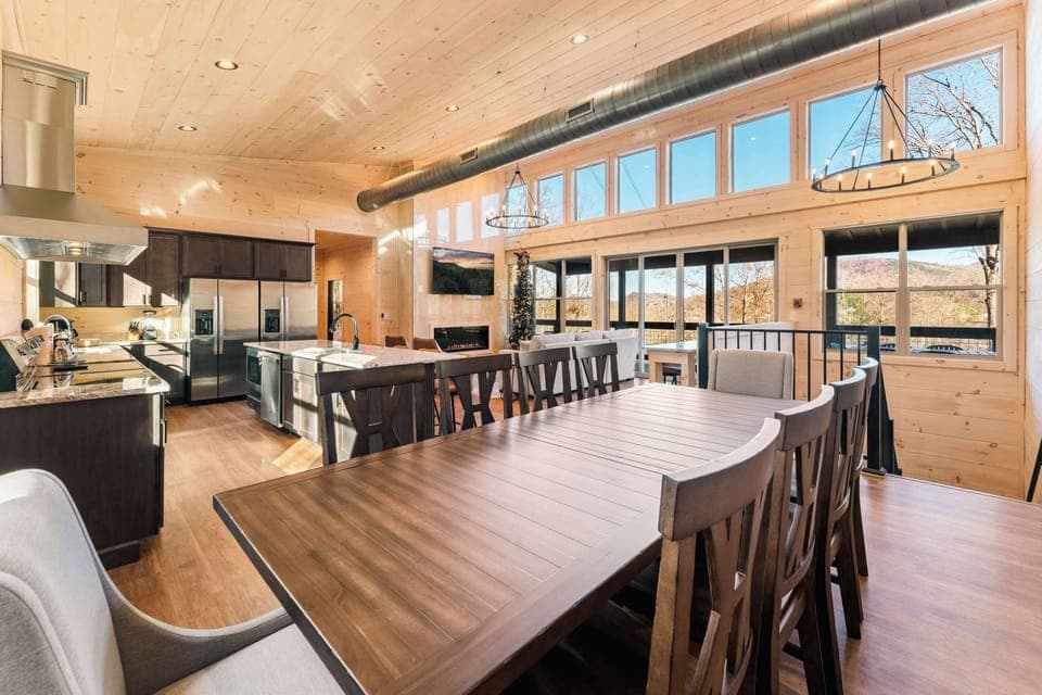 There is enough space to feed the whole crew! Seating for the whole family, plus two of everything in the kitchen to prepare your meals- sinks, dishwashers, stoves, and refrigerators!