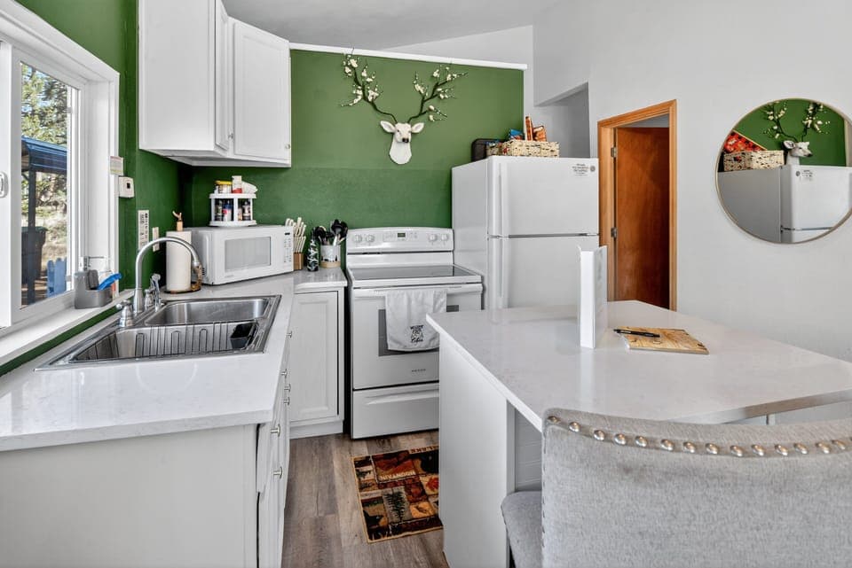 Indoors, Kitchen, Appliance, Refrigerator, Microwave