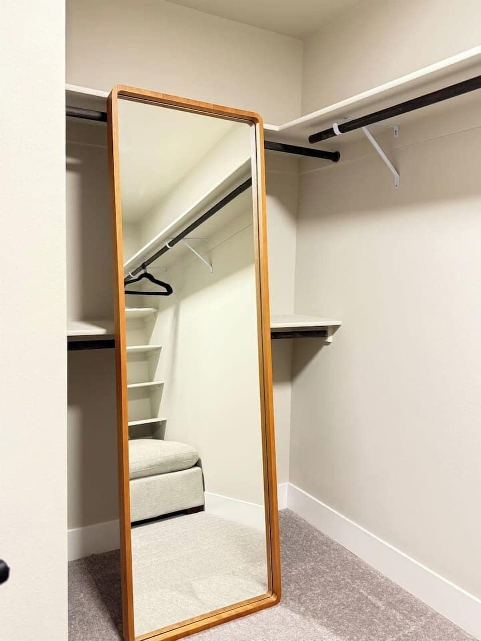Full length mirror in primary bedroom closet 