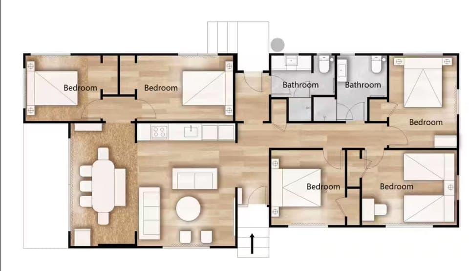 Detailed floor plan showing room layout and guest flow.
