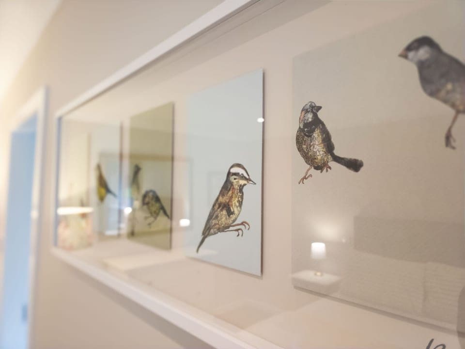 Lots of thoughtful artwork throughout the  house