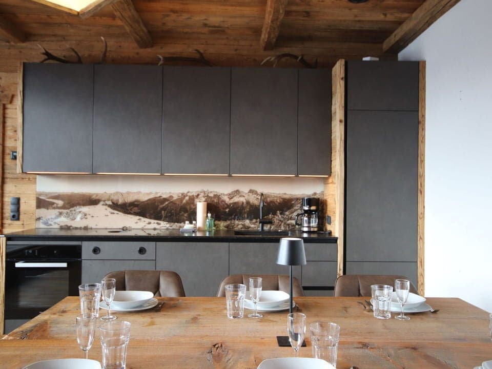 Furniture, Kitchen, Flooring, Wood, Countertop, Interior Design, Floor, Cabinetry, Kitchen & Dining Room Table, Ceiling