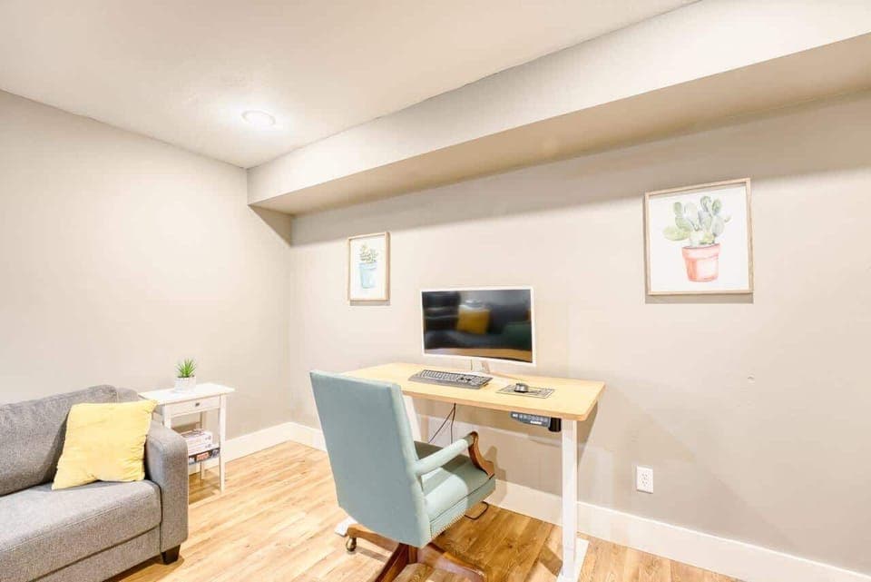 Need to work or study? A separate desk with comfortable chair provides a quiet workspace for remote work or planning outings.