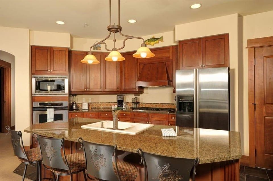 The open-plan layout of the condo is great for entertaining