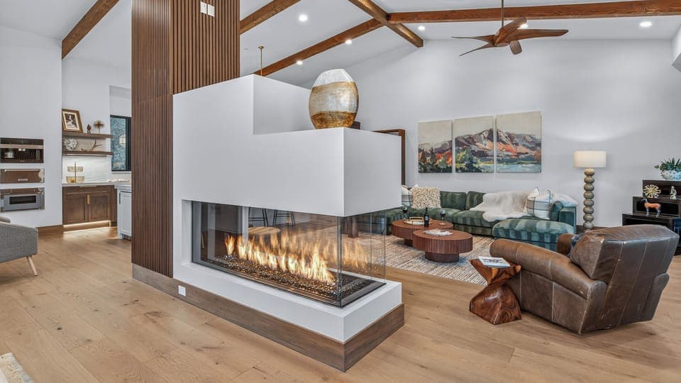 Great Room, Upper Level - With fireplace.