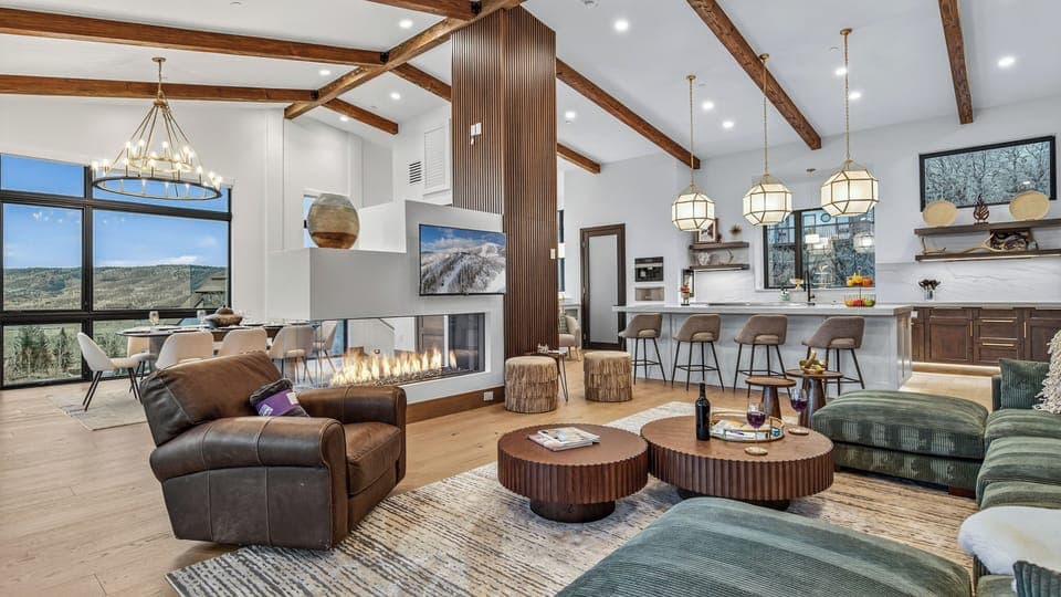 Great Room, Upper Level - With fireplace.