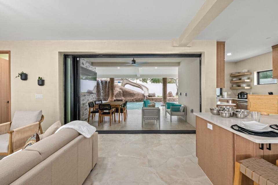 Another view of the back door leading to the pool from the kitchen.