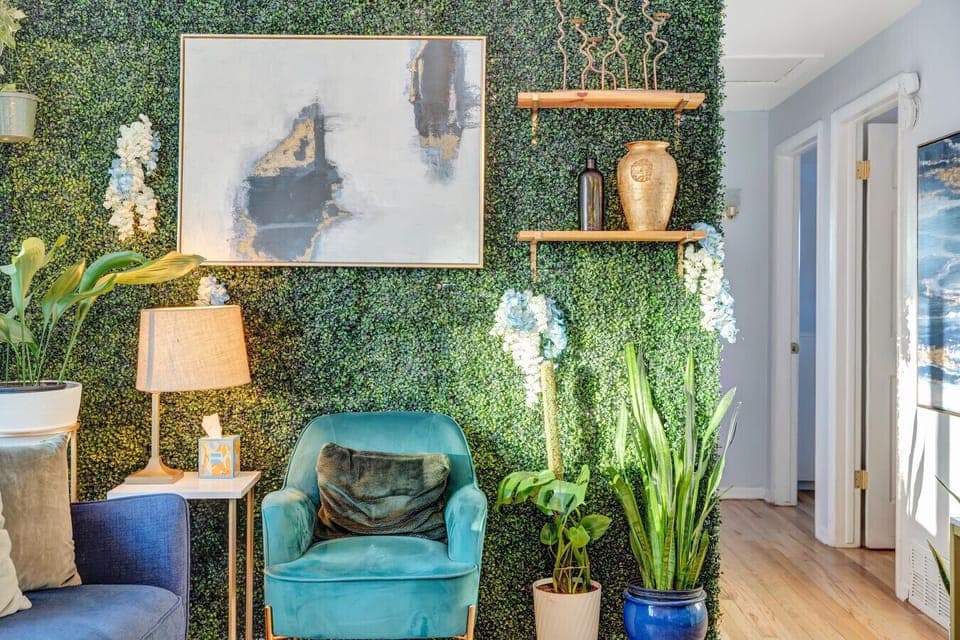 Every corner of the home is thoughtfully styled—this botanical-inspired nook adds charm and character to your group’s stay.