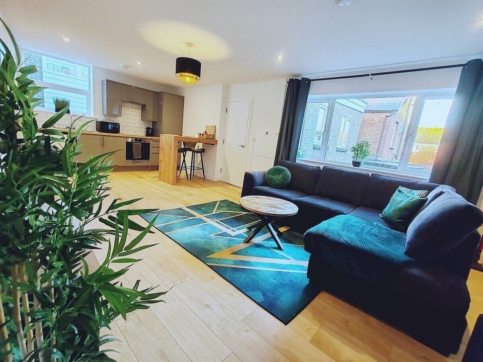 Stretch out and relax on the spacious corner sofa 