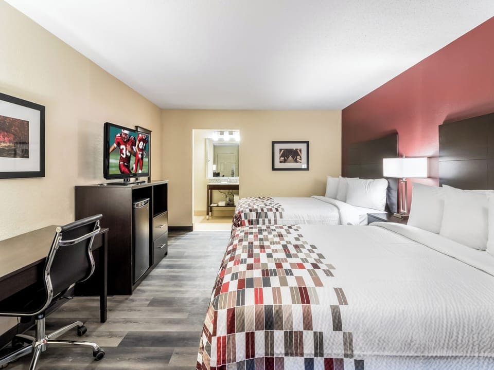 Unwind in a bright room with two comfy beds.