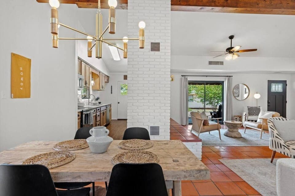 Dining Area looking into Kitchen and Main Area. (Updated- Now has room for 8 Seats at Dining Table.)