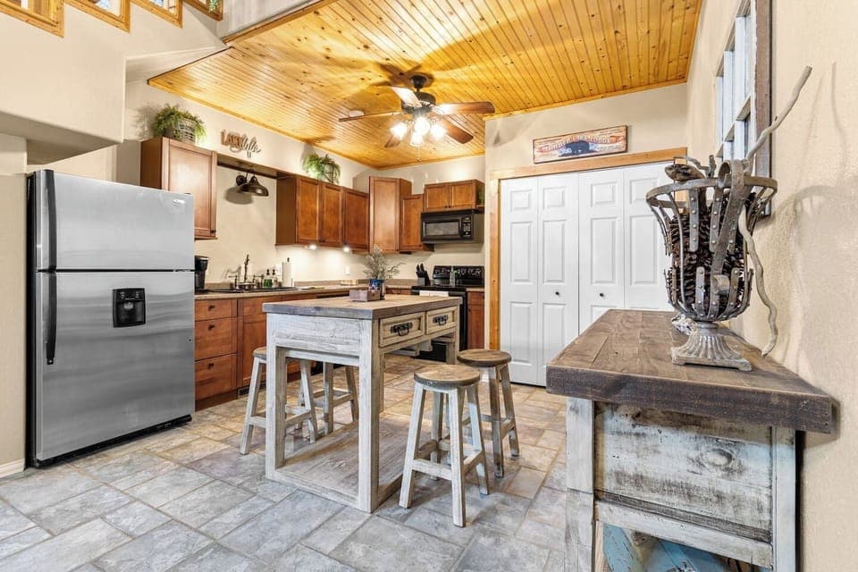 Fully stocked kitchen with everything you would need for a getaway.