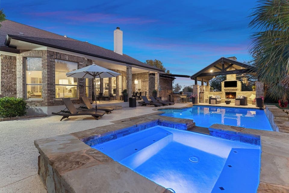 Backyard oasis with sparkling pool and spa!