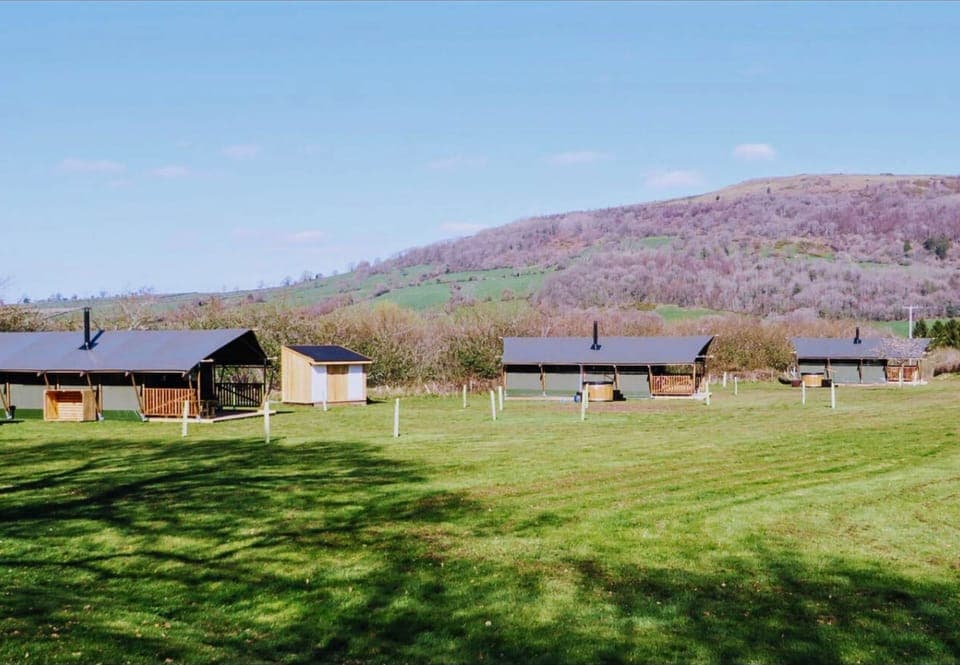 Three glamping accommodation, each sleeps six people in Brecon, Wales