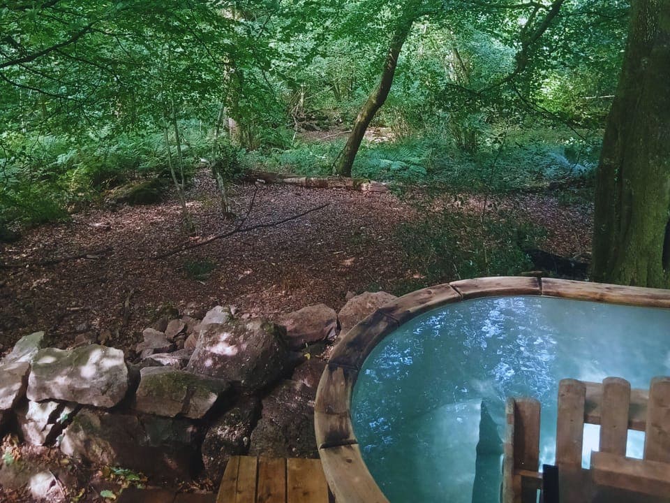 Secluded hut with hot tub