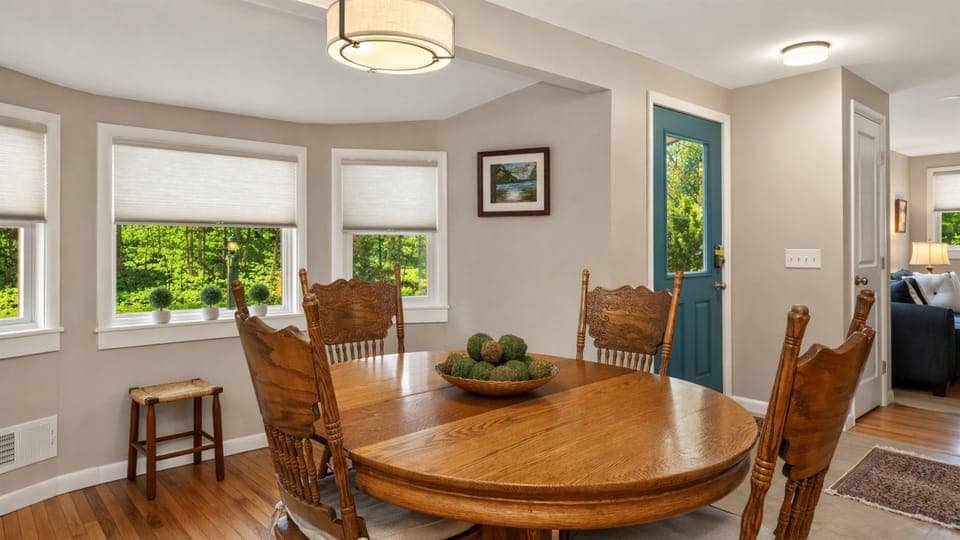 Dinning area with additional seating and table leaf