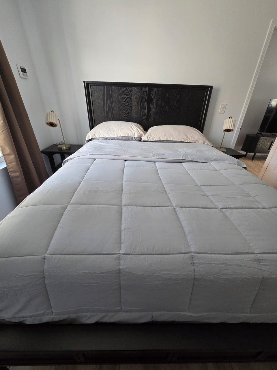 Plush queen-size bed.