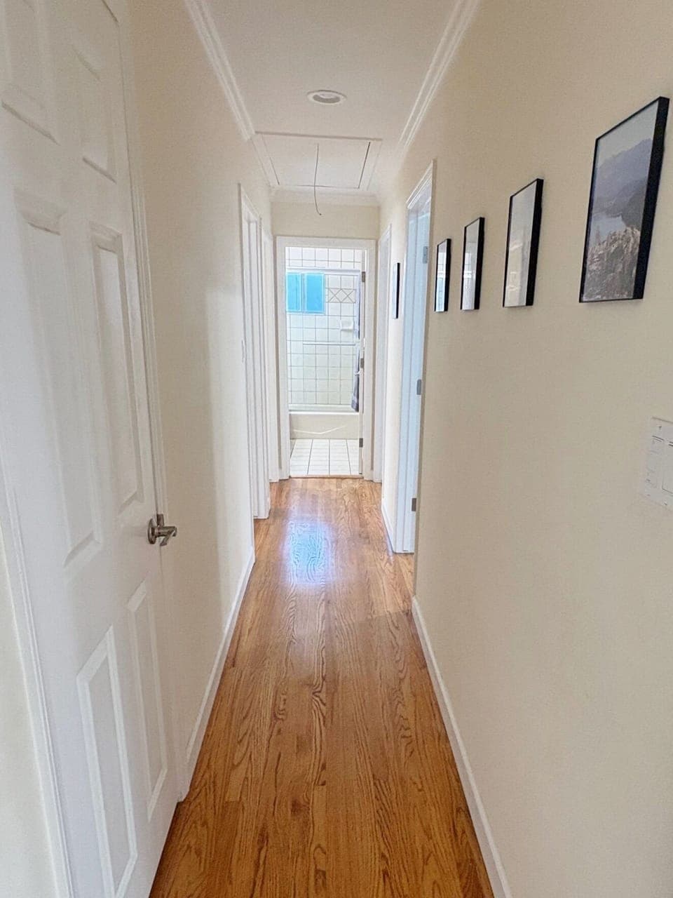 Bedroom hallway and bathroom