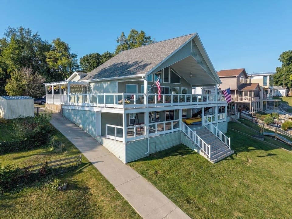Double decker covered decks mean tons of outdoor living space.