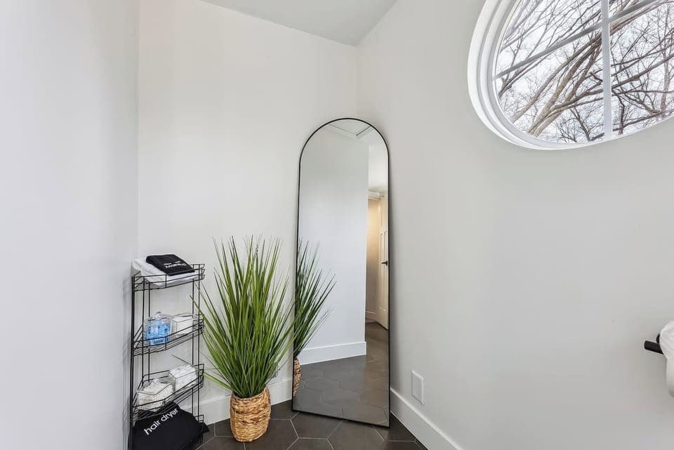 Full length mirror-a must have!  Help yourself to the make-up wipes and other goodies during your stay!