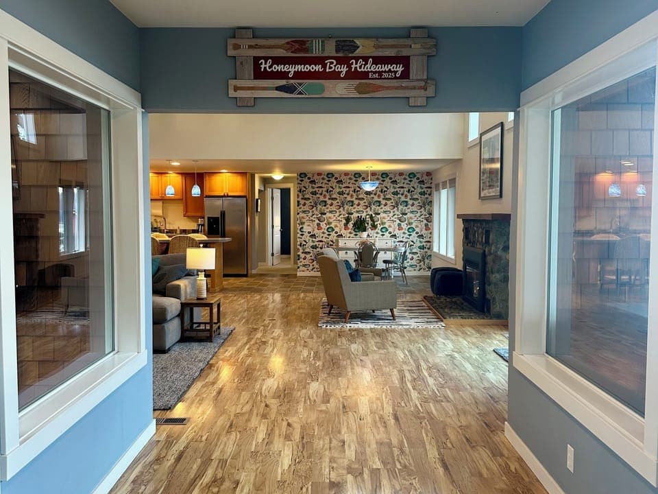 Breezeway to Great Room, welcome to the Honeymoon Bay Hideaway est. 2025!