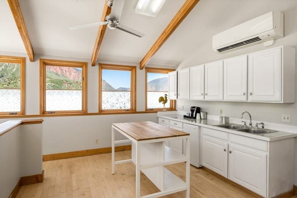 Brew morning coffee with inspiring mountain views at the sink.
