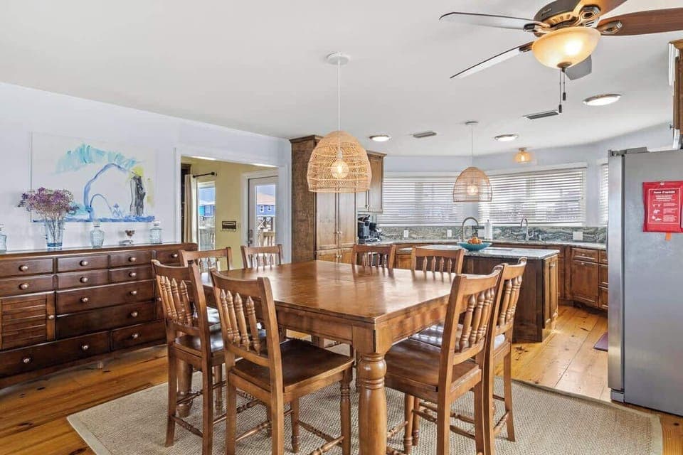 Big meals, quick bites, and intimate sips—this kitchen has it all! From the spacious 8-seater dining table to the casual island seating and charming bistro set, every spot is perfect for a delicious moment #FeastAndRelax