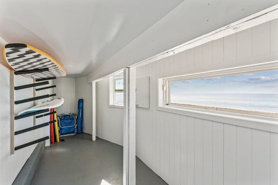 Beach gear storage with ocean view